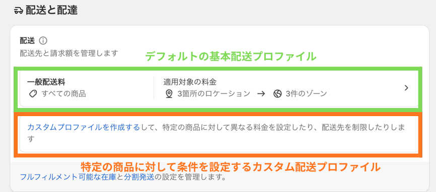 Shopifyの配送プロファイル