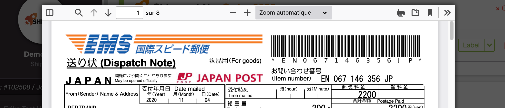 The easiest way to print JapanPost International shipping labels